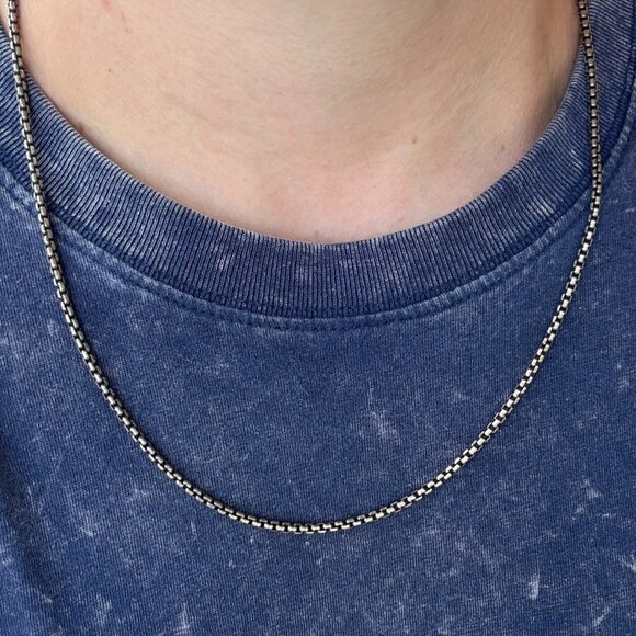 David Yurman Men’s Silver Box Chain Necklace - Picture 1 of 3